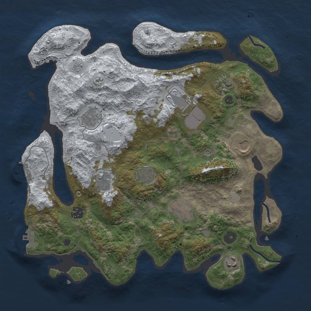Rust Map: Procedural Map, Size: 3750, Seed: 1932799268, 18 Monuments