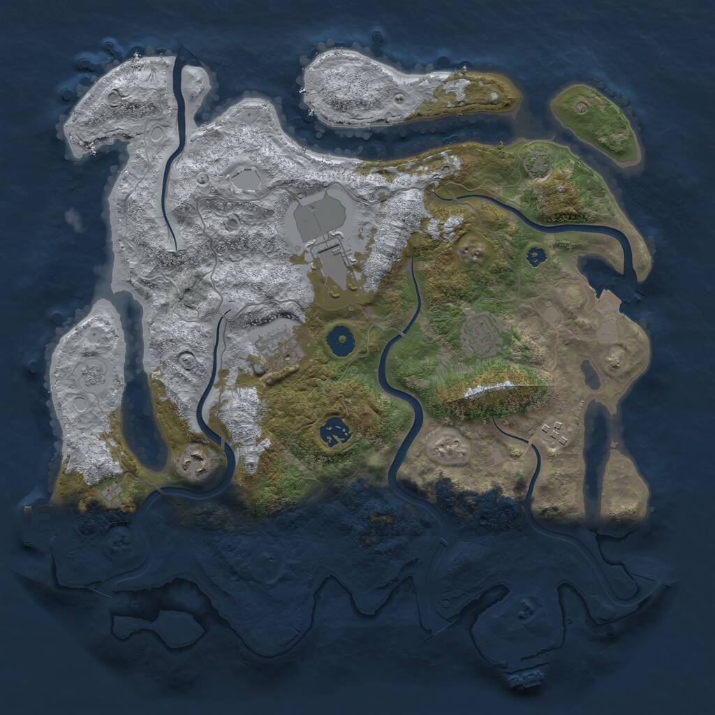 Rust Map: Procedural Map, Size: 3750, Seed: 1932799268, 11 Monuments