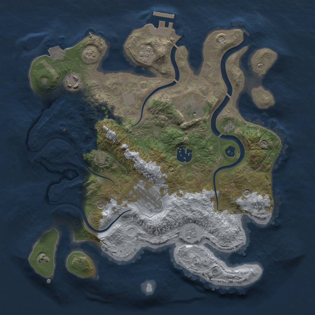 Rust Map: Procedural Map, Size: 3000, Seed: 9500, 10 Monuments