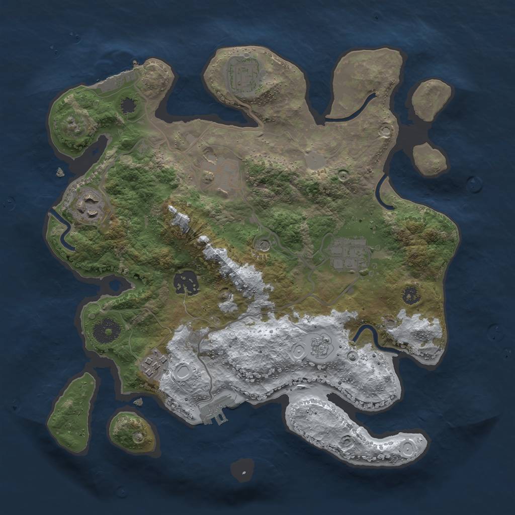 Rust Map: Procedural Map, Size: 3000, Seed: 9500, 15 Monuments