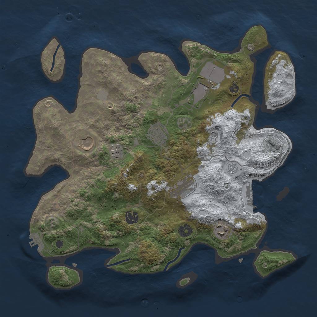 Rust Map: Procedural Map, Size: 3500, Seed: 28539, 16 Monuments