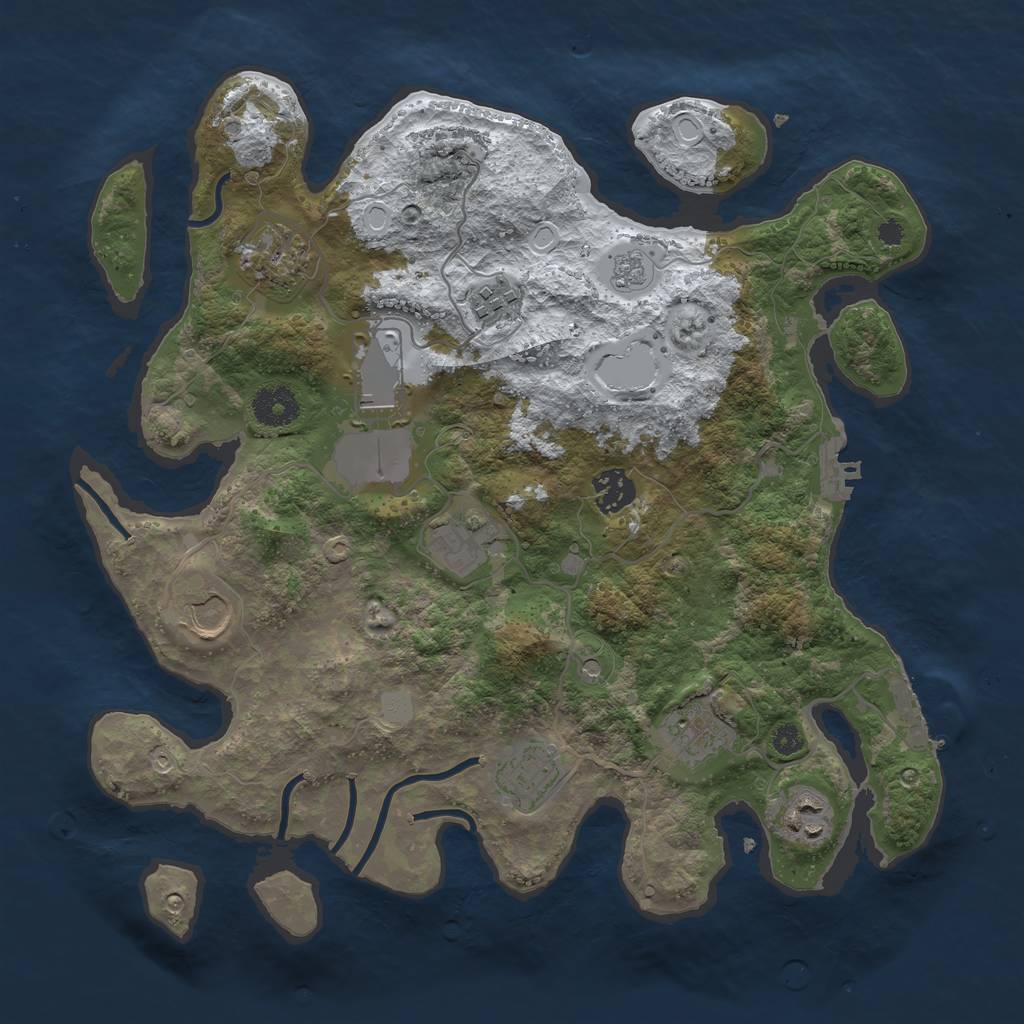 Rust Map: Procedural Map, Size: 3500, Seed: 1093747625, 18 Monuments