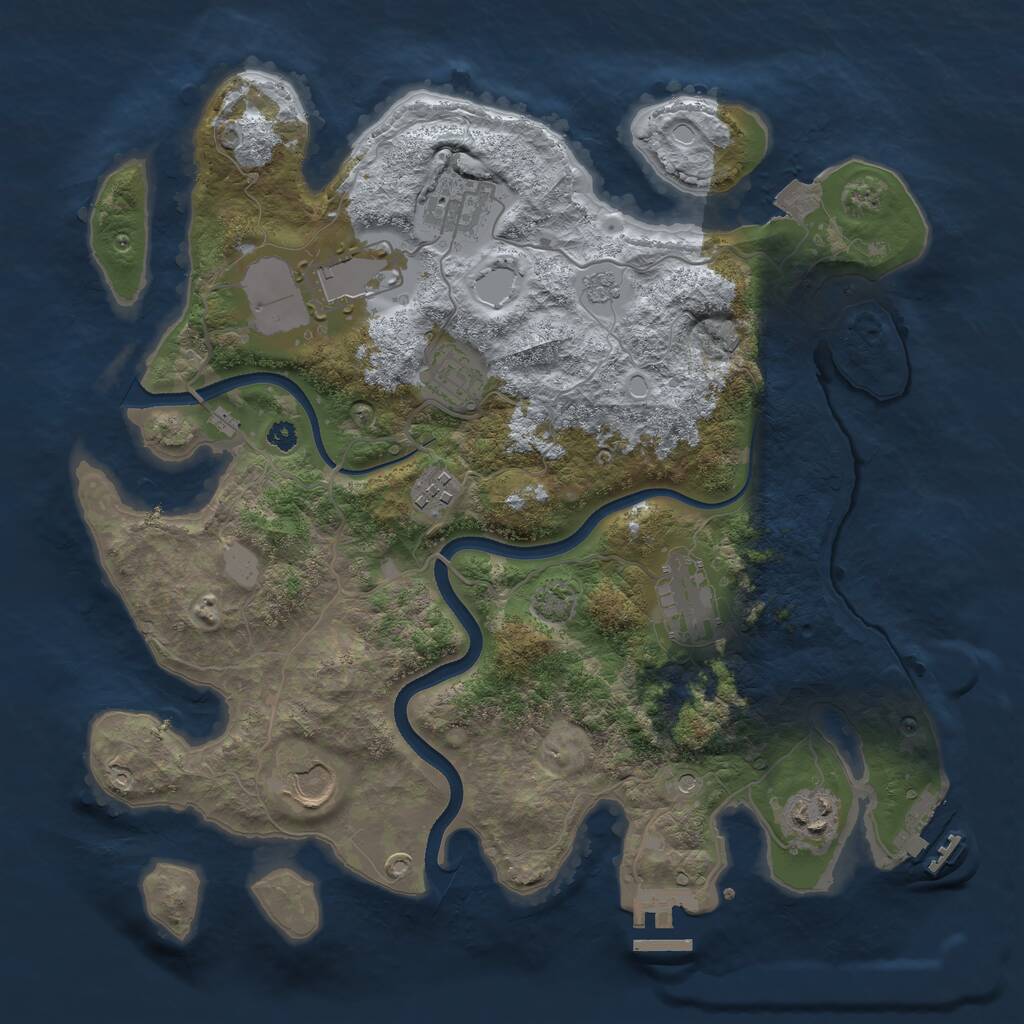 Rust Map: Procedural Map, Size: 3500, Seed: 1093747625, 13 Monuments