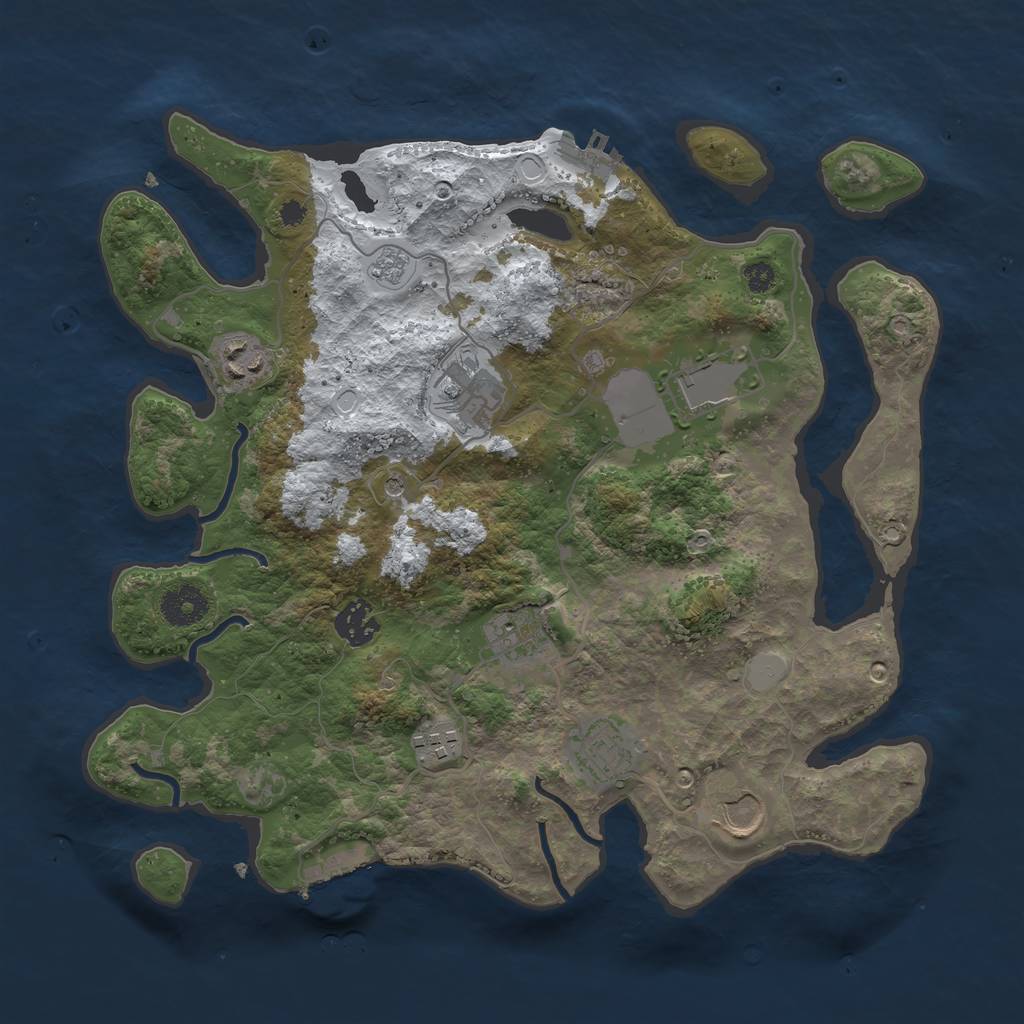 Rust Map: Procedural Map, Size: 3500, Seed: 1484484505, 17 Monuments
