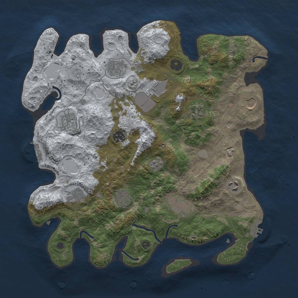 Rust Map: Procedural Map, Size: 3750, Seed: 948049869, 20 Monuments