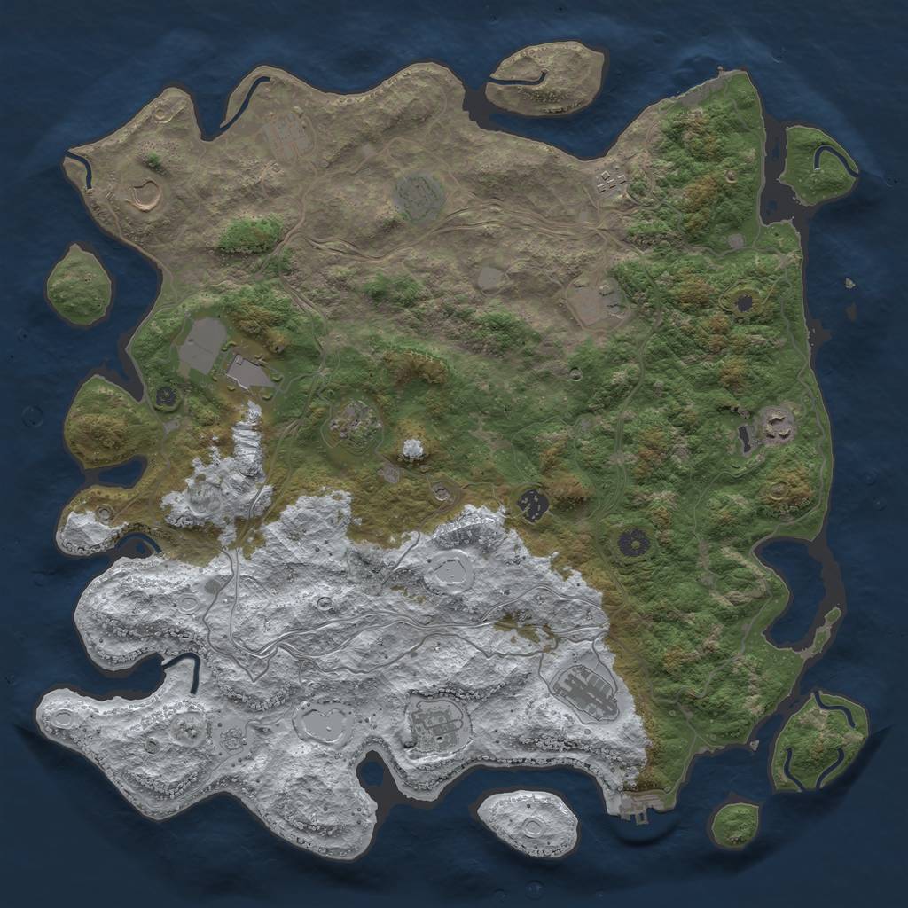 Rust Map: Procedural Map, Size: 4500, Seed: 372956785, 20 Monuments