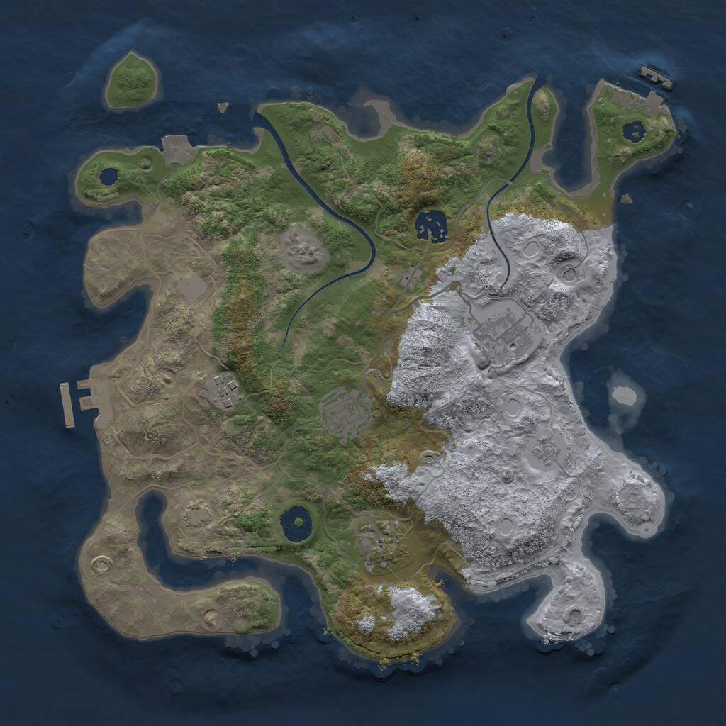 Rust Map: Procedural Map, Size: 3250, Seed: 6857247, 11 Monuments