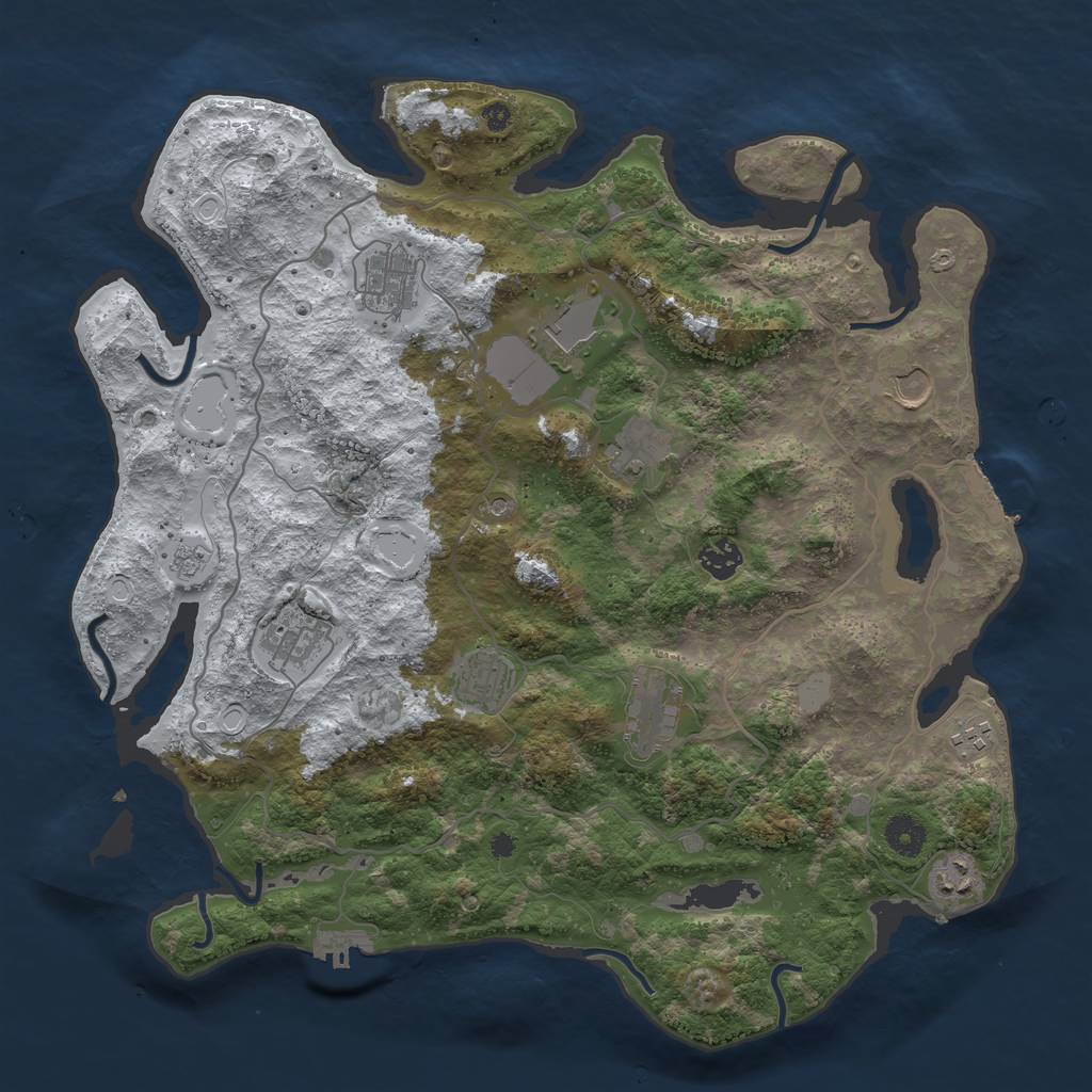Rust Map: Procedural Map, Size: 4000, Seed: 1517623434, 19 Monuments