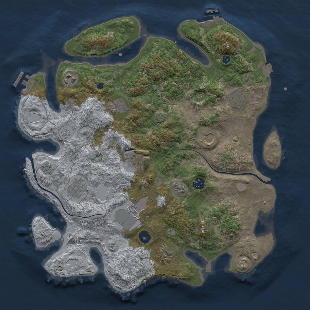 Rust Map: Procedural Map, Size: 3850, Seed: 1602581631, 16 Monuments