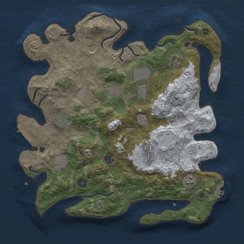 Rust Map: Procedural Map, Size: 3750, Seed: 730625, 19 Monuments