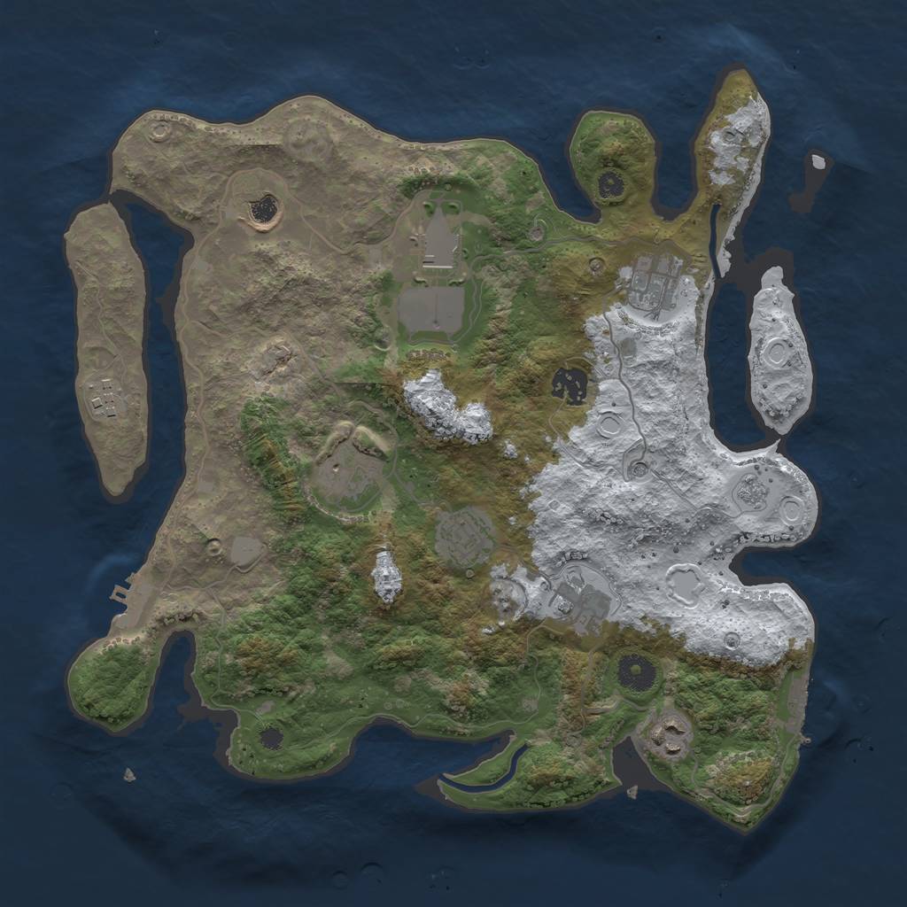 Rust Map: Procedural Map, Size: 3600, Seed: 912138, 18 Monuments