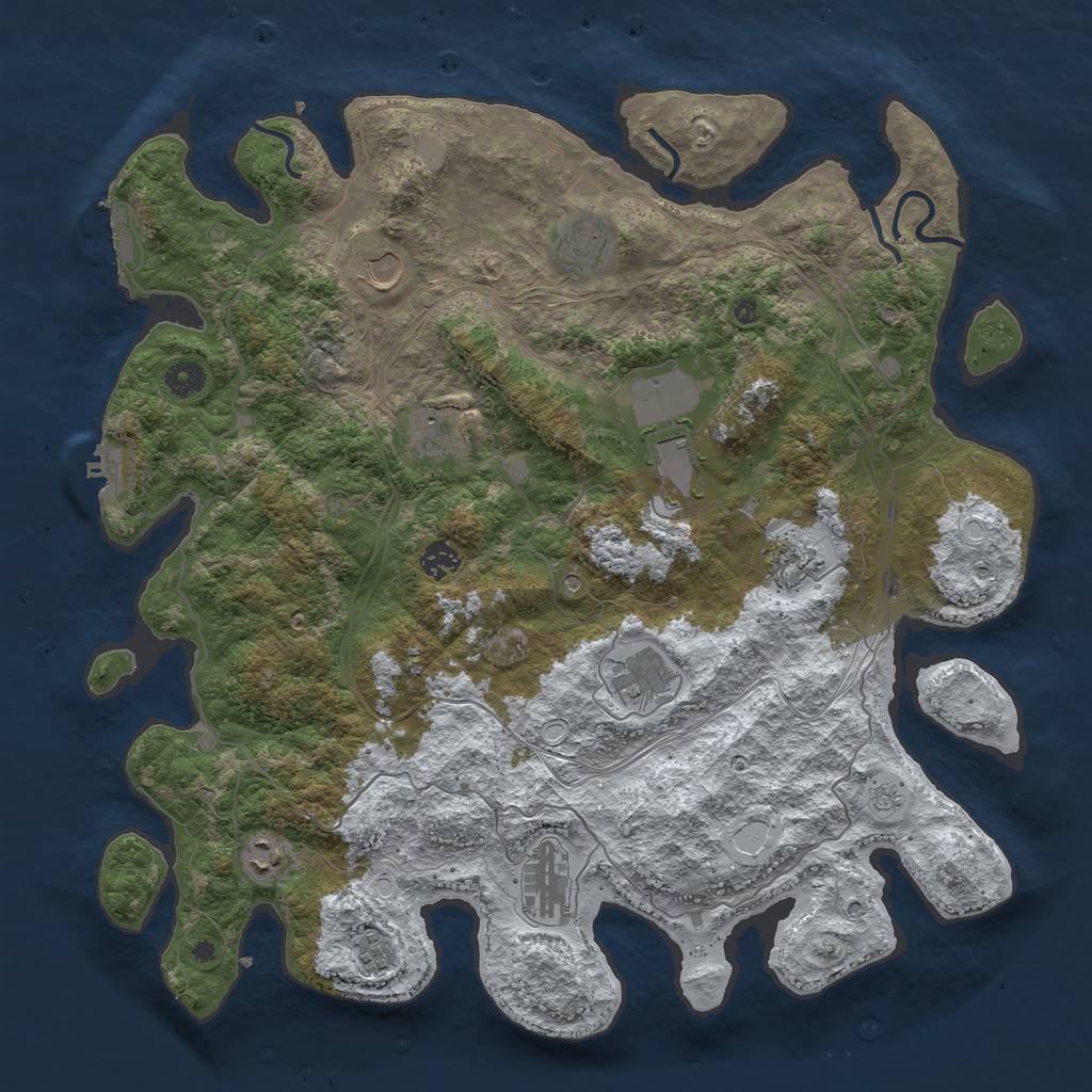 Rust Map: Procedural Map, Size: 4300, Seed: 875105, 19 Monuments