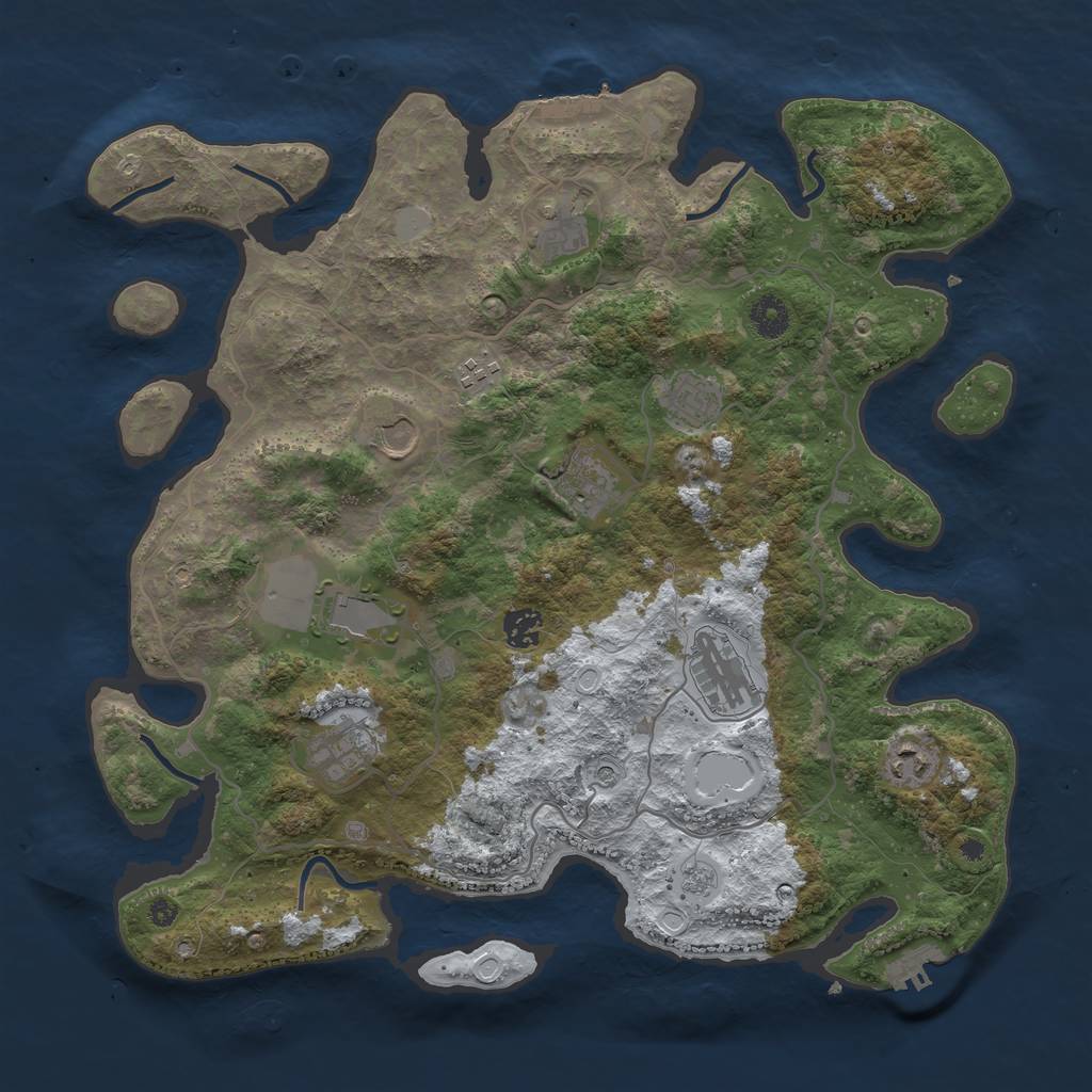 Rust Map: Procedural Map, Size: 4000, Seed: 779705, 19 Monuments