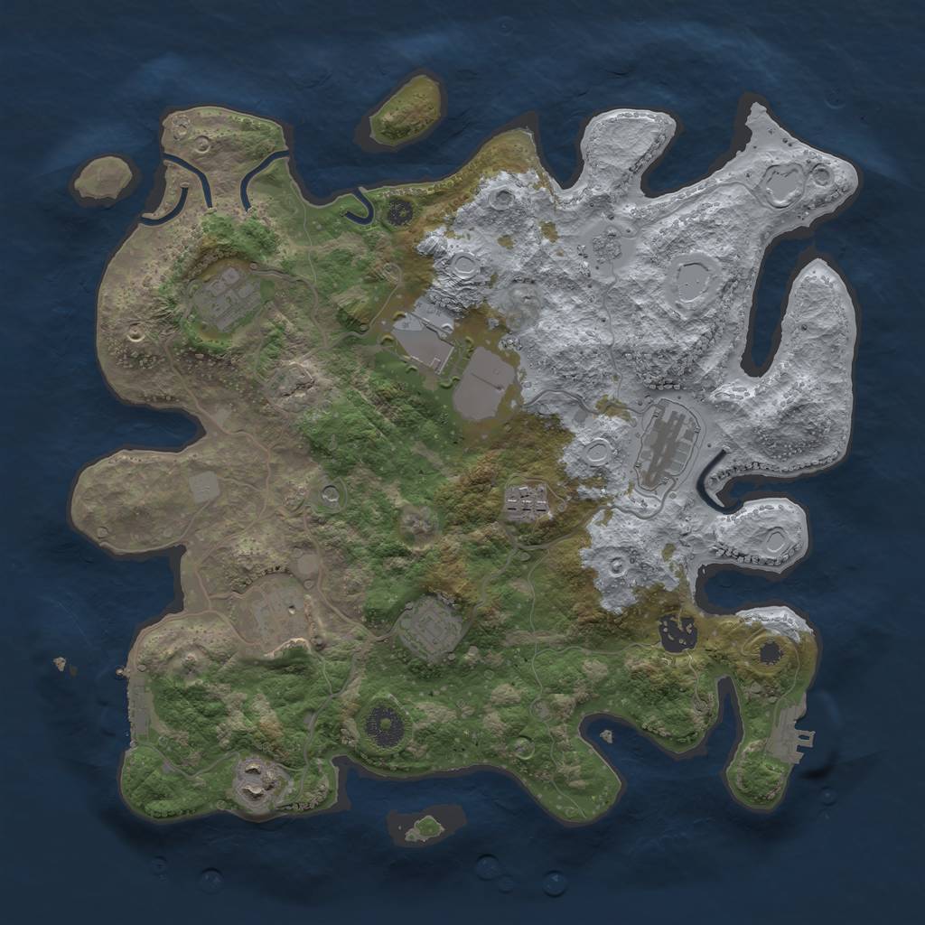 Rust Map: Procedural Map, Size: 3500, Seed: 3430030, 17 Monuments