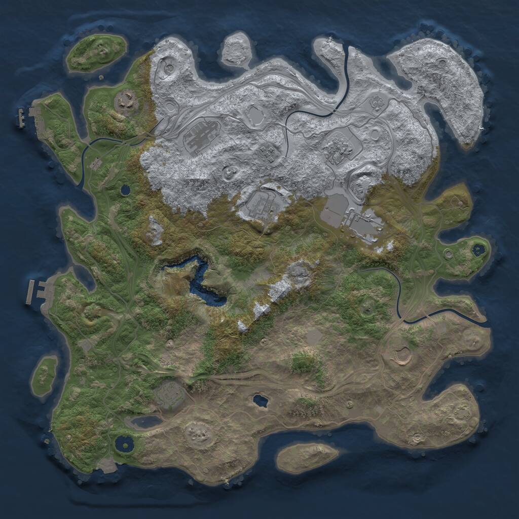 Rust Map: Procedural Map, Size: 4250, Seed: 666350, 14 Monuments