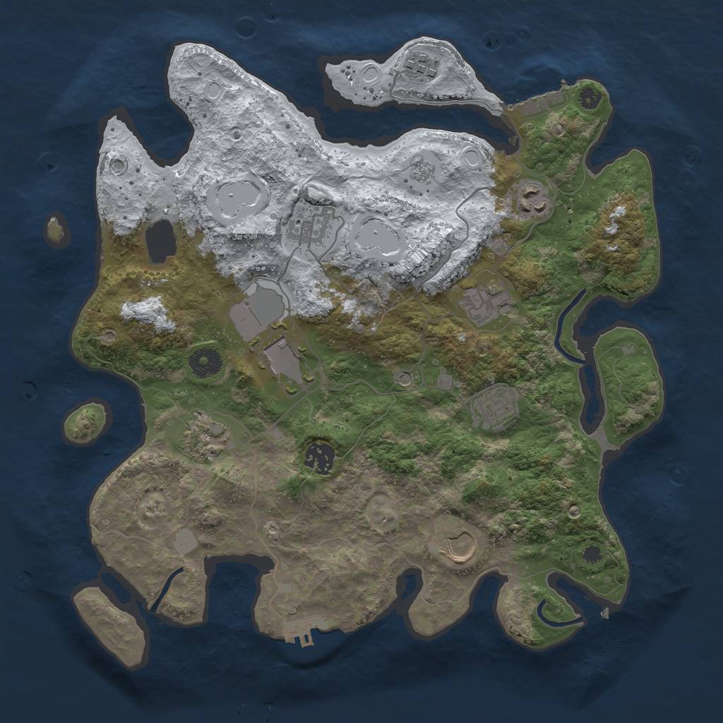 Rust Map: Procedural Map, Size: 3500, Seed: 974421, 18 Monuments