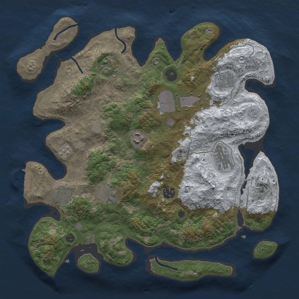 Rust Map: Procedural Map, Size: 3600, Seed: 648571, 17 Monuments