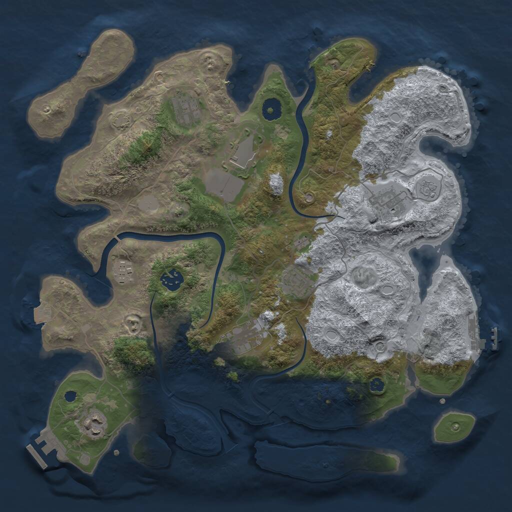 Rust Map: Procedural Map, Size: 3600, Seed: 648571, 14 Monuments