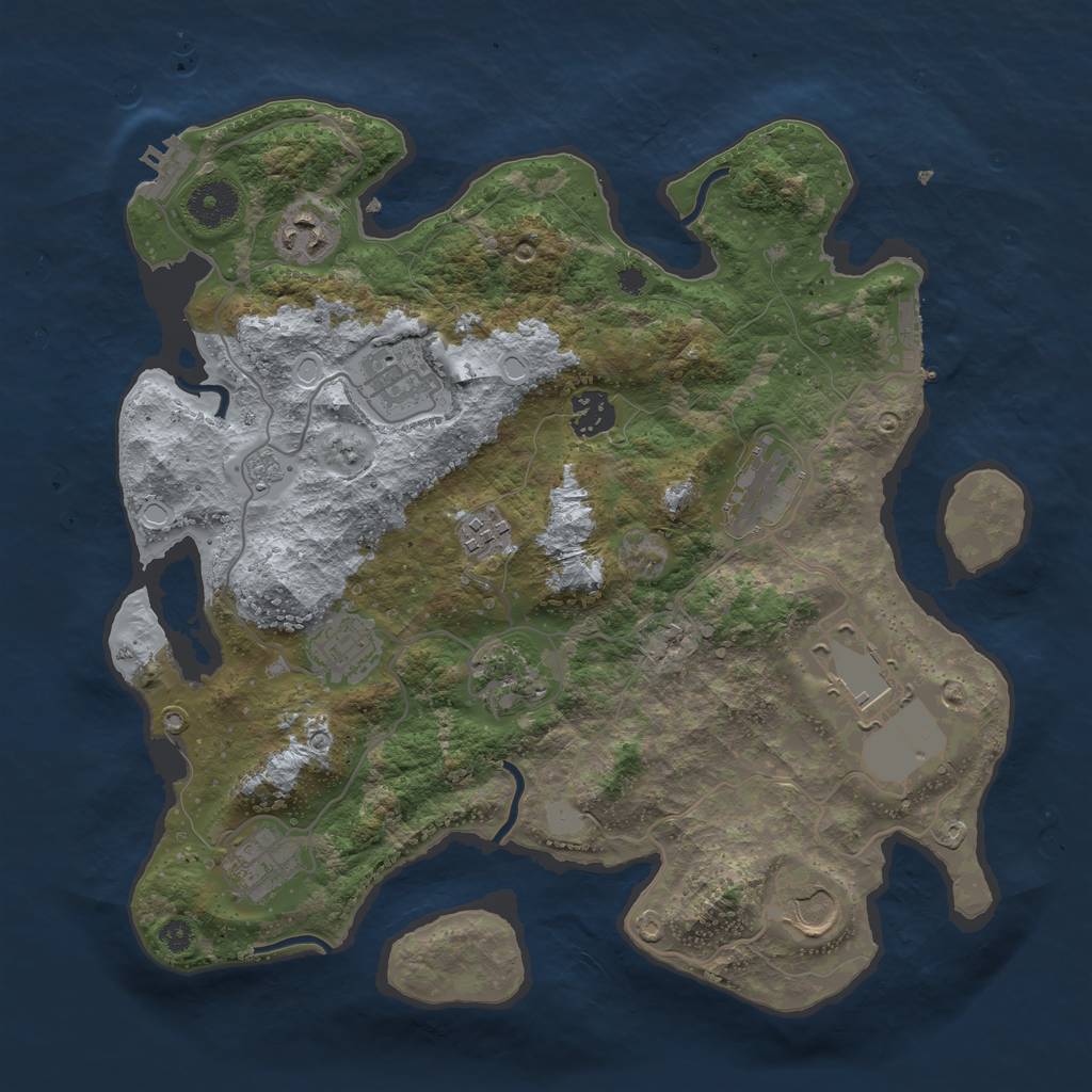 Rust Map: Procedural Map, Size: 3500, Seed: 582701545, 16 Monuments