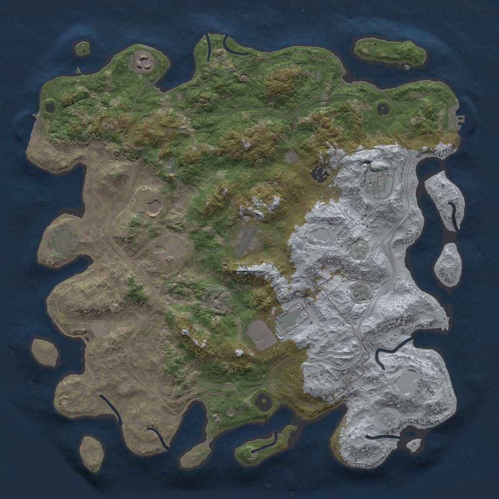 Rust Map: Procedural Map, Size: 4300, Seed: 381208603, 18 Monuments