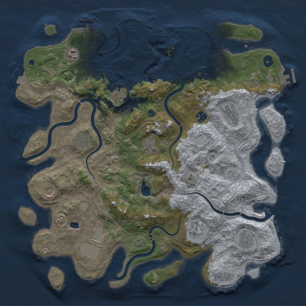 Rust Map: Procedural Map, Size: 4300, Seed: 381208603, 17 Monuments