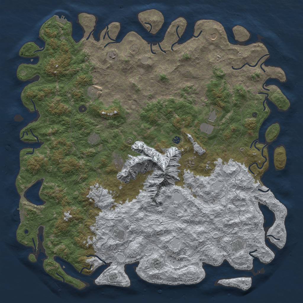 Rust Map: Procedural Map, Size: 6000, Seed: 159451510, 20 Monuments