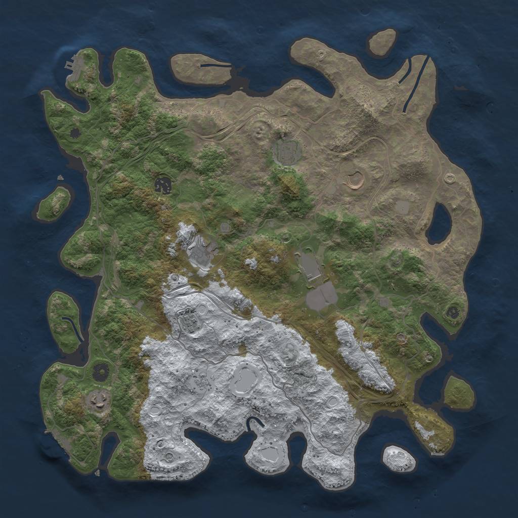 Rust Map: Procedural Map, Size: 4300, Seed: 955551, 16 Monuments