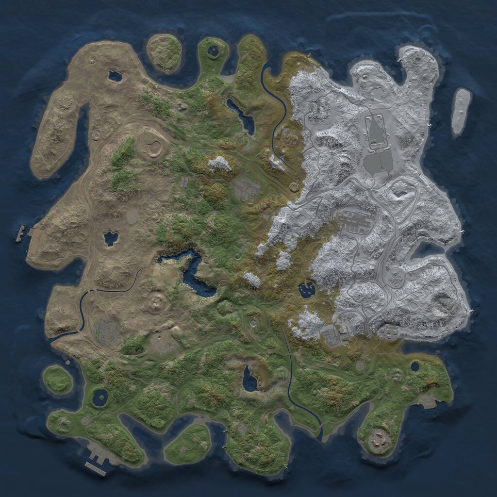 Rust Map: Procedural Map, Size: 4500, Seed: 611107978, 17 Monuments