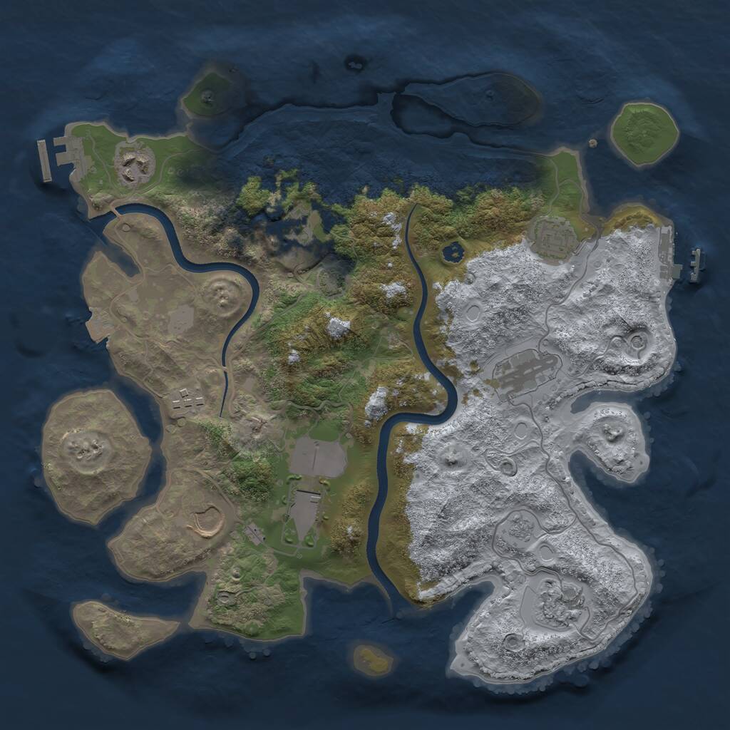 Rust Map: Procedural Map, Size: 3500, Seed: 14461, 14 Monuments