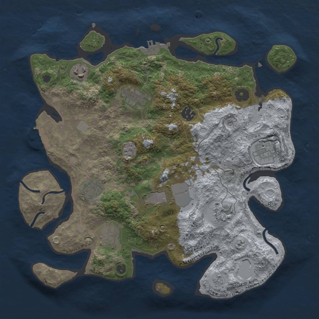 Rust Map: Procedural Map, Size: 3500, Seed: 14461, 18 Monuments