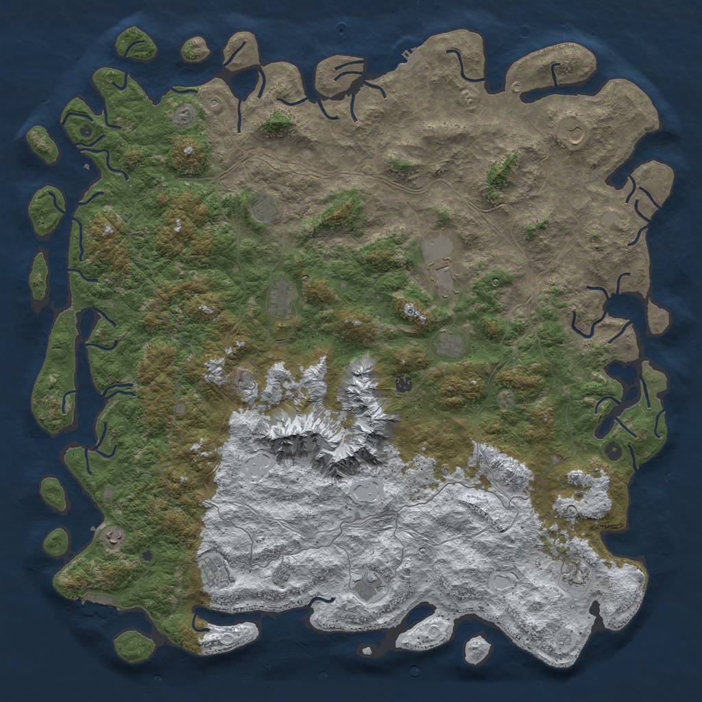 Rust Map: Procedural Map, Size: 6000, Seed: 1602212349, 20 Monuments