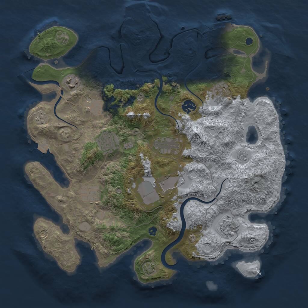 Rust Map: Procedural Map, Size: 3500, Seed: 975975, 16 Monuments