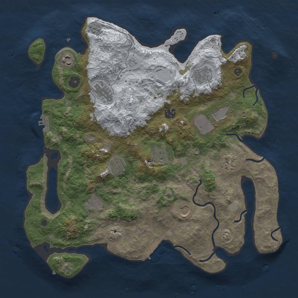 Rust Map: Procedural Map, Size: 3900, Seed: 335299, 20 Monuments