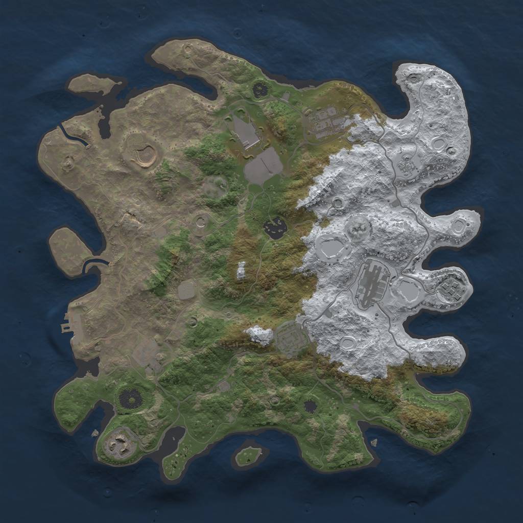 Rust Map: Procedural Map, Size: 3550, Seed: 83456, 17 Monuments