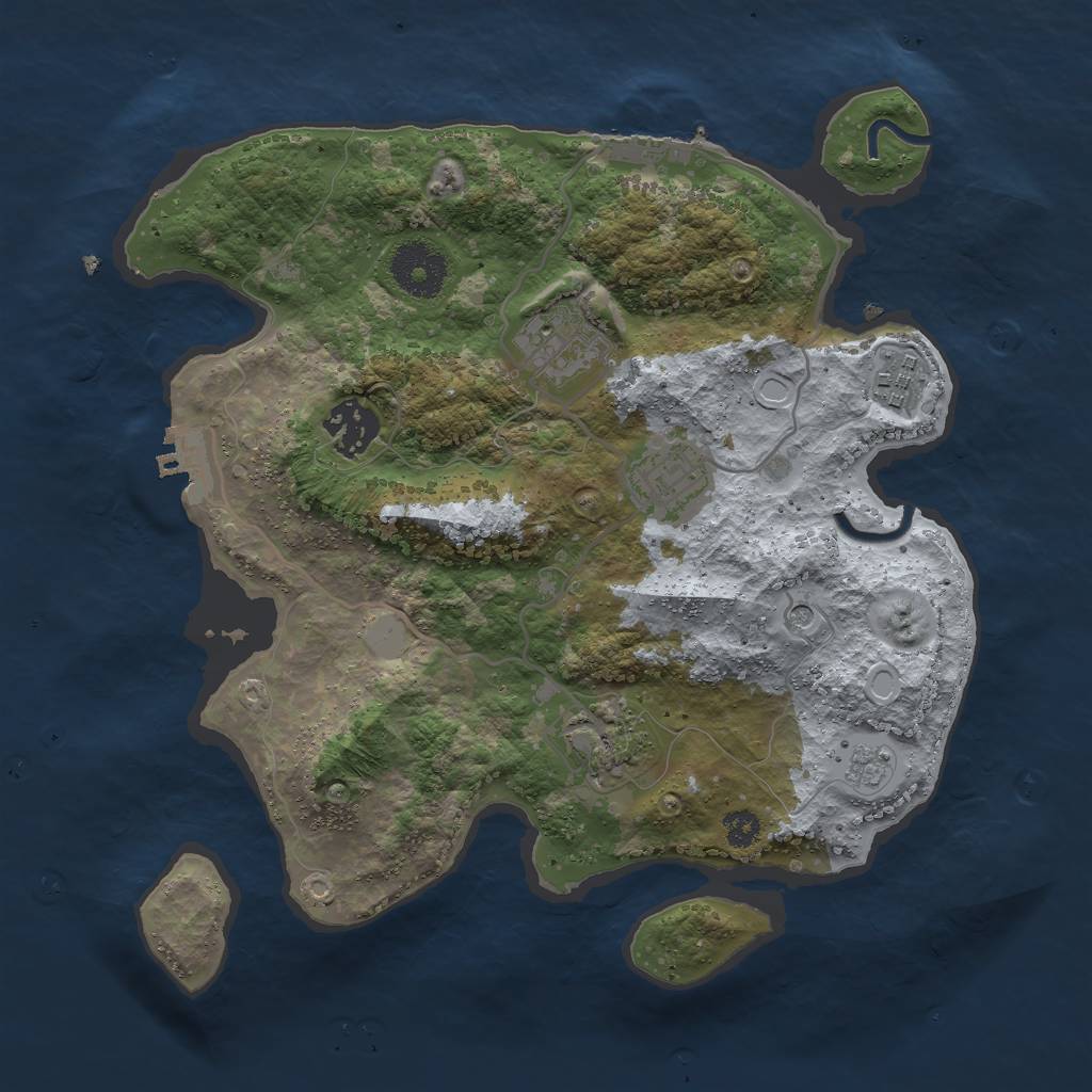 Rust Map: Procedural Map, Size: 3000, Seed: 3409570, 14 Monuments