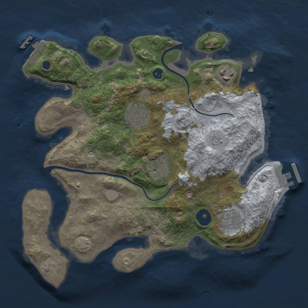 Rust Map: Procedural Map, Size: 3000, Seed: 80607, 10 Monuments