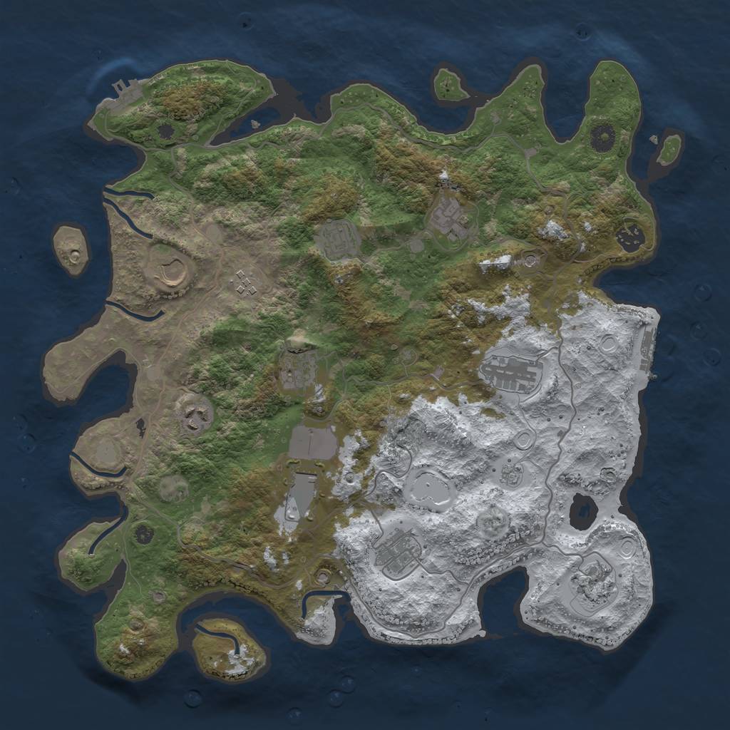 Rust Map: Procedural Map, Size: 4000, Seed: 214032164, 20 Monuments