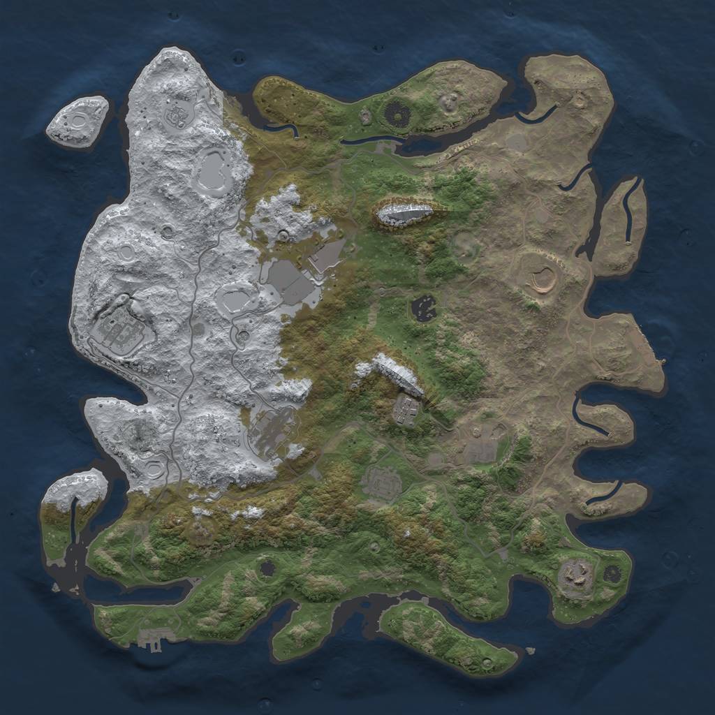 Rust Map: Procedural Map, Size: 4100, Seed: 929238, 18 Monuments