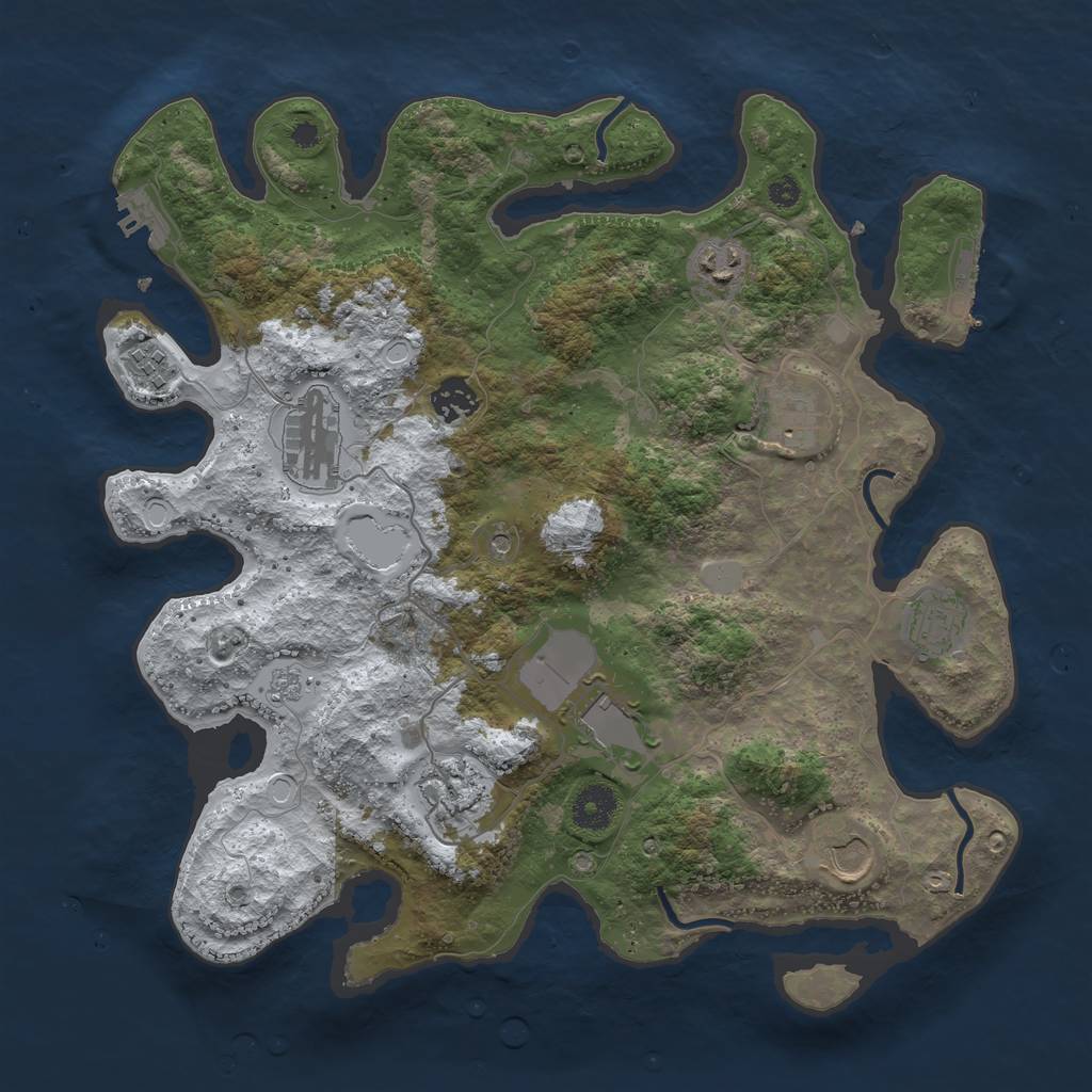 Rust Map: Procedural Map, Size: 3650, Seed: 230516, 18 Monuments