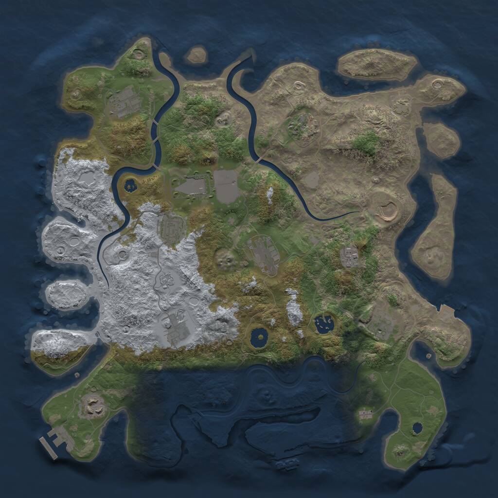 Rust Map: Procedural Map, Size: 3900, Seed: 724975, 17 Monuments