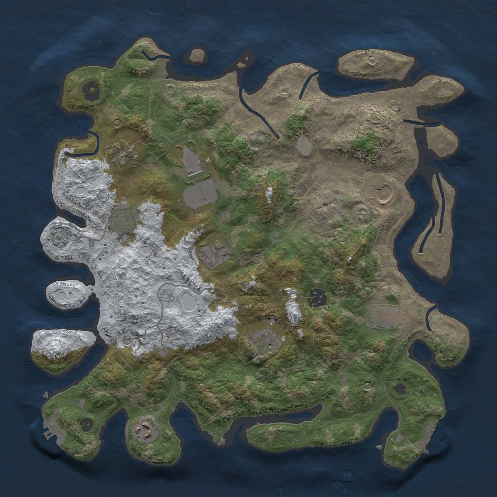 Rust Map: Procedural Map, Size: 3900, Seed: 724975, 19 Monuments