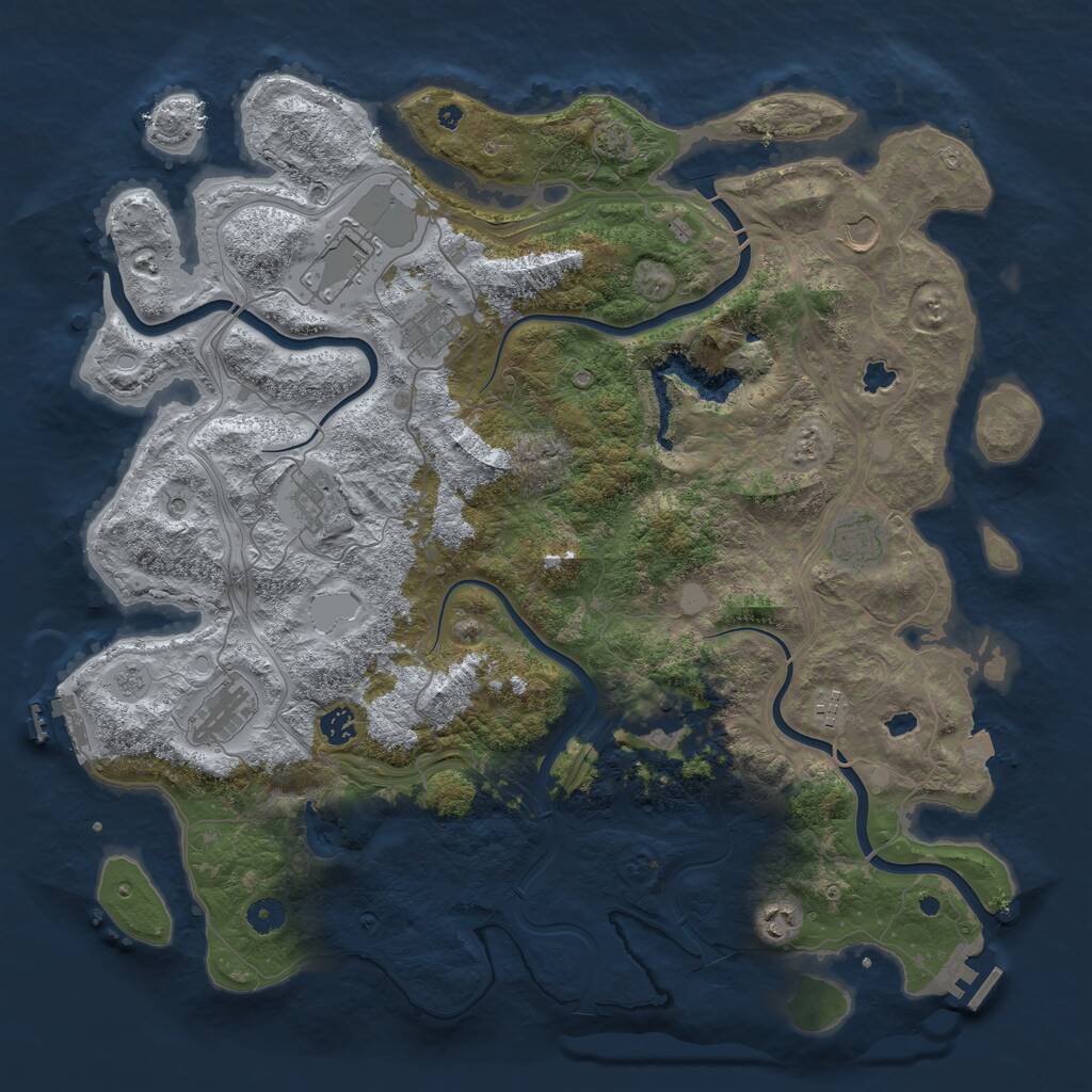 Rust Map: Procedural Map, Size: 4500, Seed: 23674901, 16 Monuments
