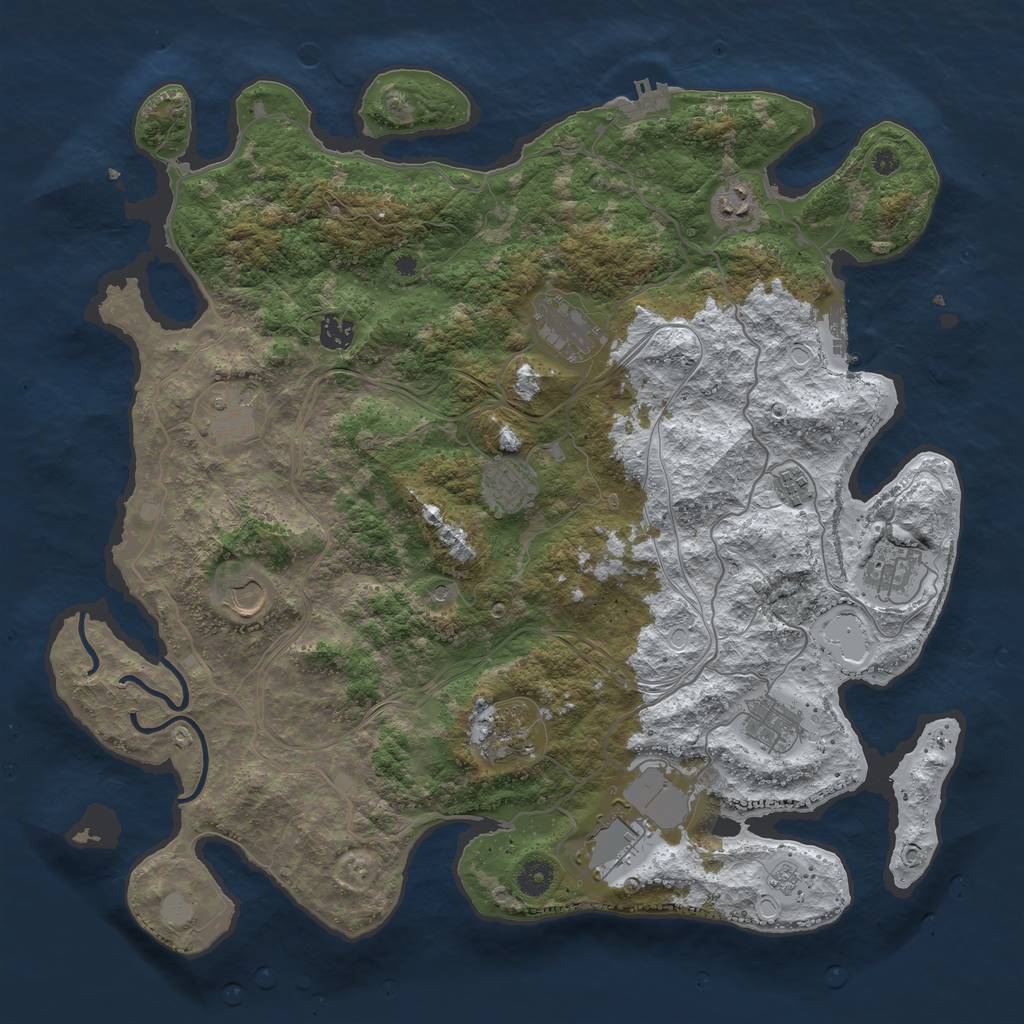 Rust Map: Procedural Map, Size: 4250, Seed: 1336927557, 20 Monuments