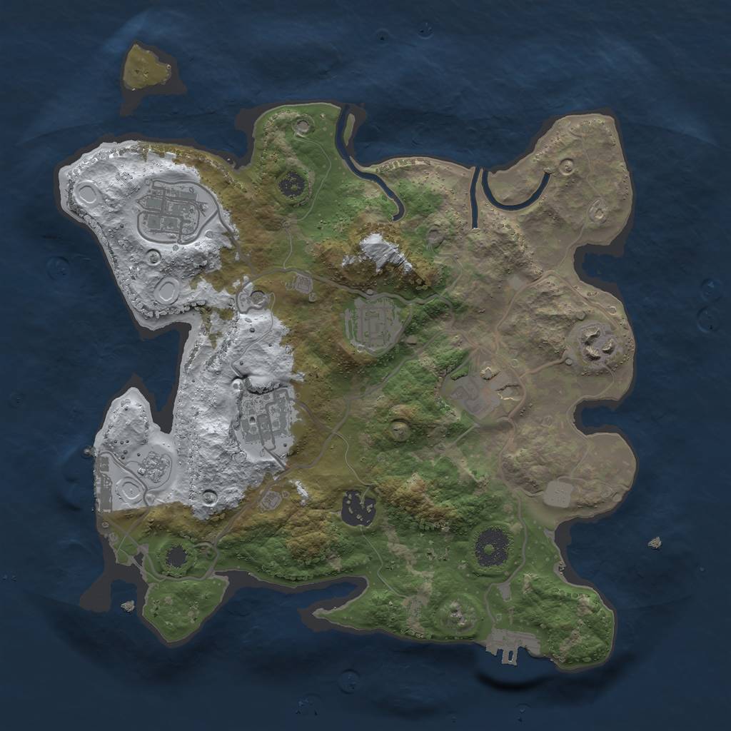 Rust Map: Procedural Map, Size: 3000, Seed: 744103, 15 Monuments