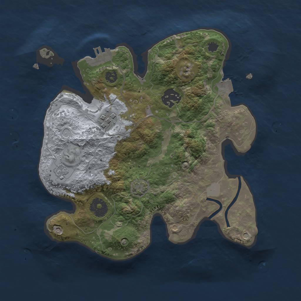 Rust Map: Procedural Map, Size: 2500, Seed: 423678, 8 Monuments