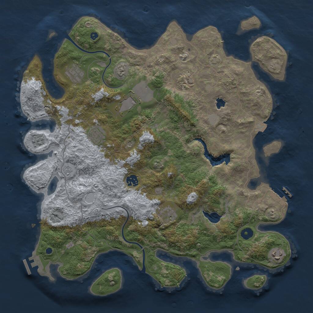 Rust Map: Procedural Map, Size: 4000, Seed: 220888, 14 Monuments