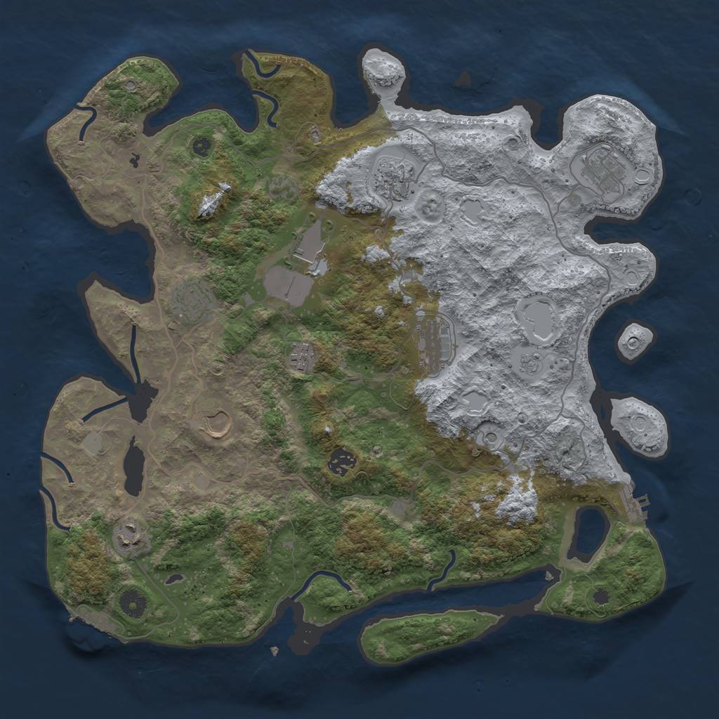 Rust Map: Procedural Map, Size: 4000, Seed: 12134, 18 Monuments