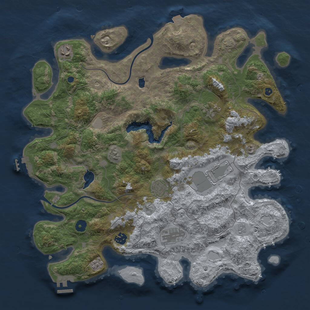 Rust Map: Procedural Map, Size: 4000, Seed: 1224533, 13 Monuments