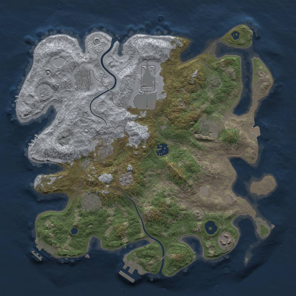 Rust Map: Procedural Map, Size: 3500, Seed: 1441227215, 13 Monuments
