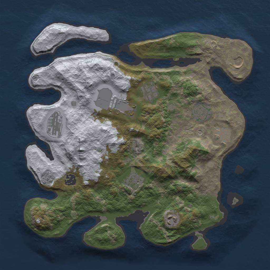 Rust Map: Barren, Size: 3500, Seed: 12, 13 Monuments